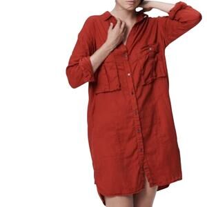 JAMES PERSE LA Women’s Button Front Long Sleeve Cotton Shirt Dress